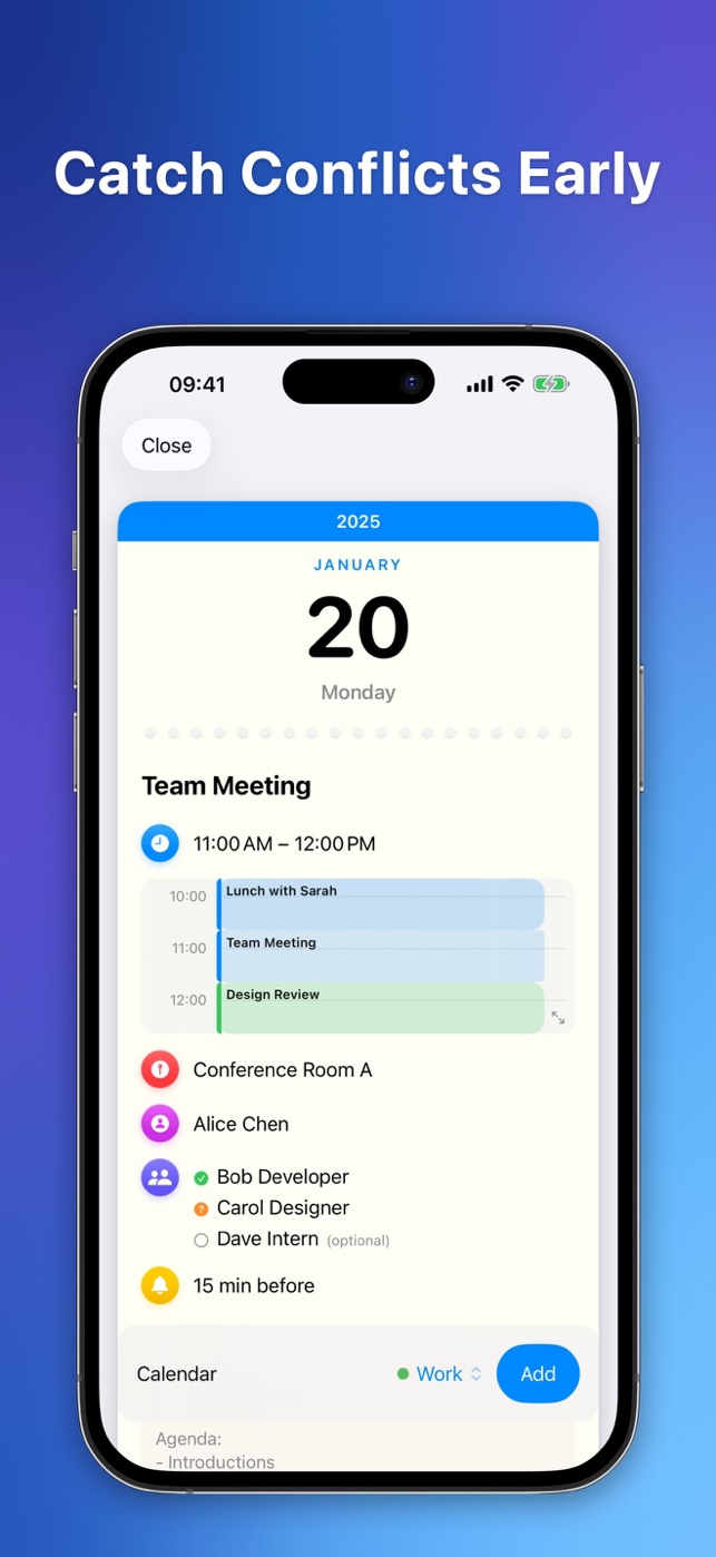 Open Invite's timeline showing the invitation between two existing events